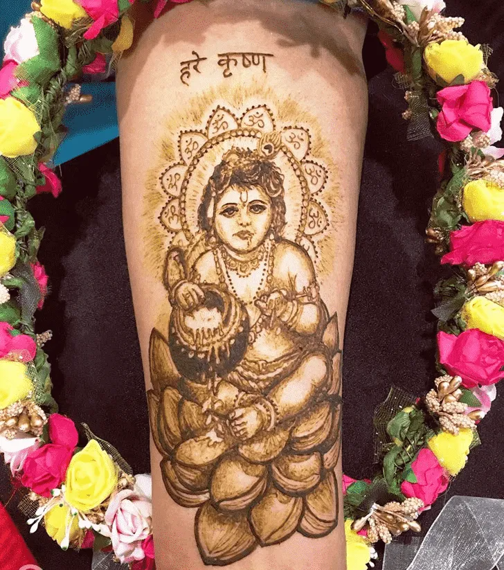 Baby Kanha Krishna Mehendi Design