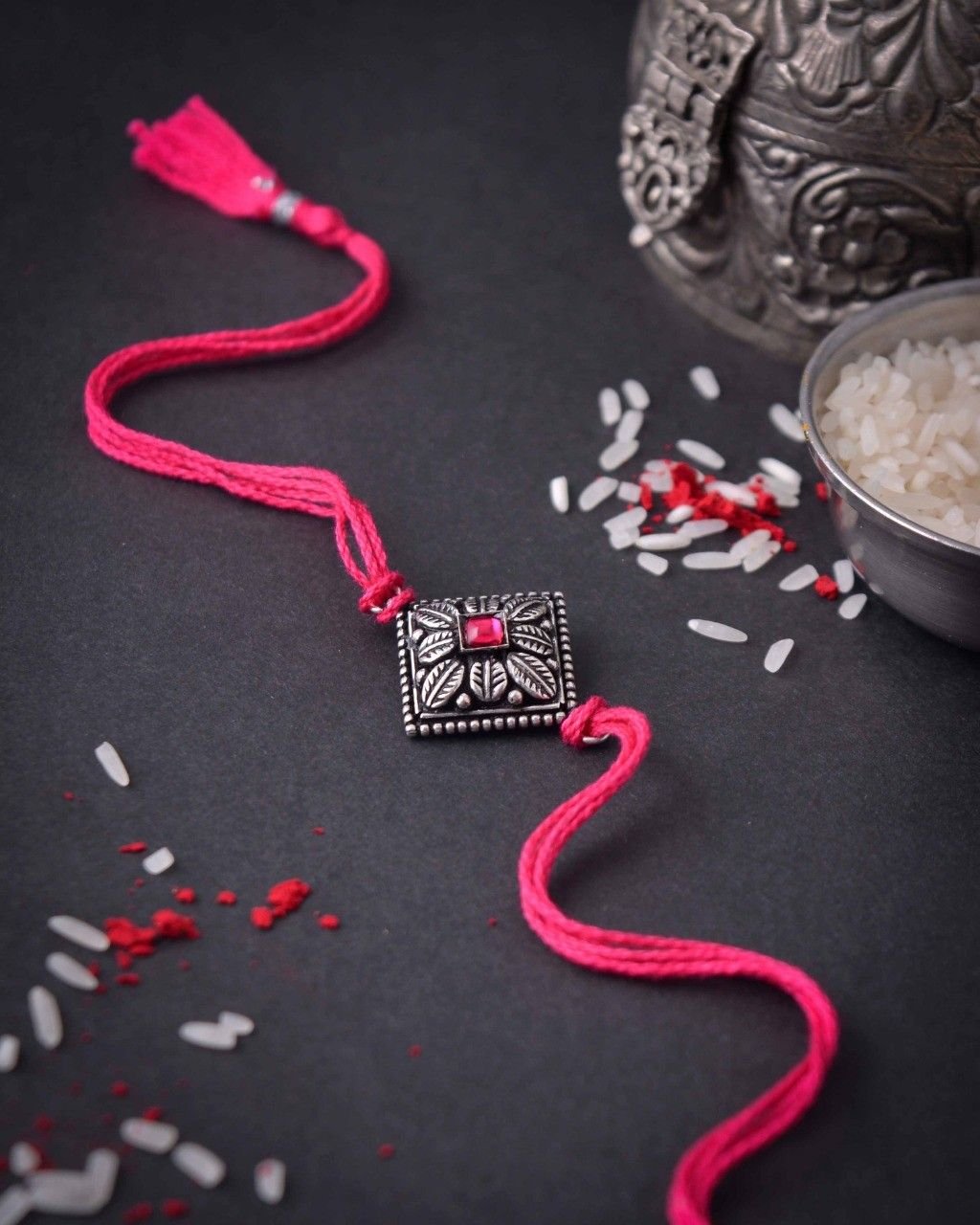 Exquisite Red Stone Rakhi making