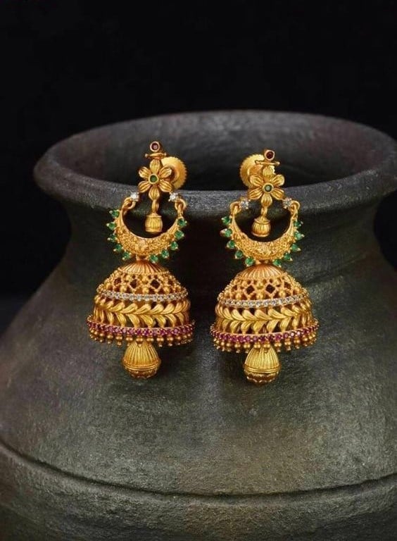 Chandbali Bridal Heavy Gold Jhumka Design