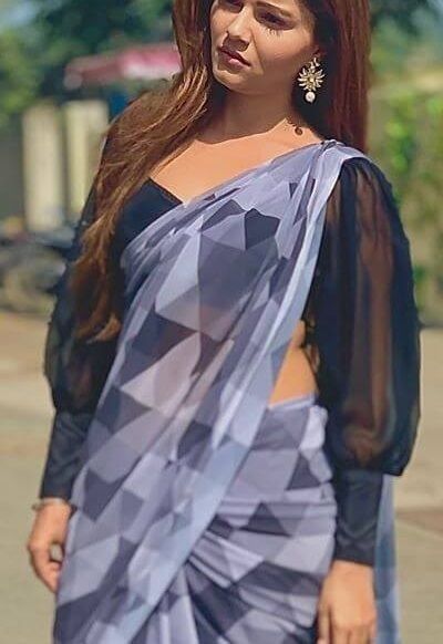 Wrist Sinched Puff Sleeve Blouse in Blue