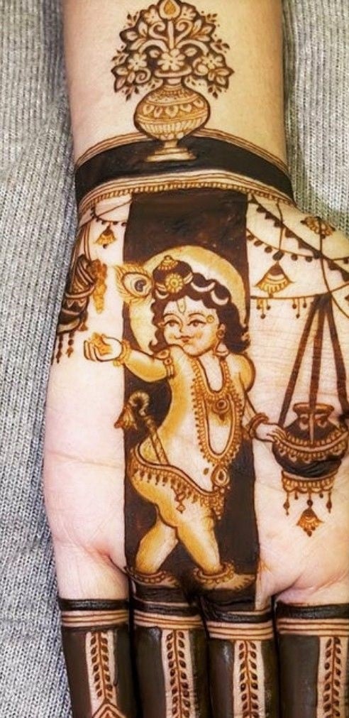 Top 10 Devotional and Divine Krishna Mehendi Design