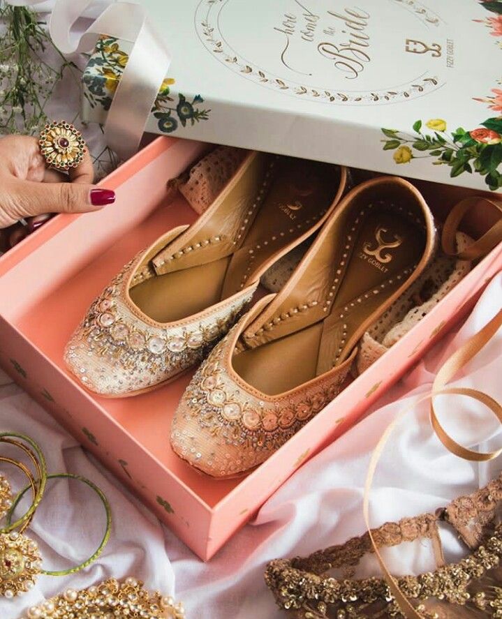 Beige Embroidered Nagra Juti