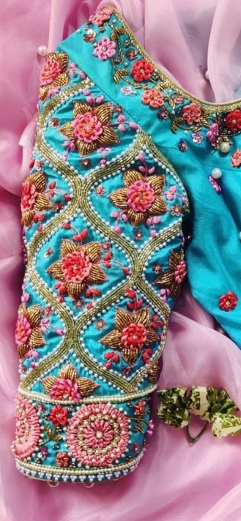Floral Beading Marriage Bridal Maggam Work Blouse Designs