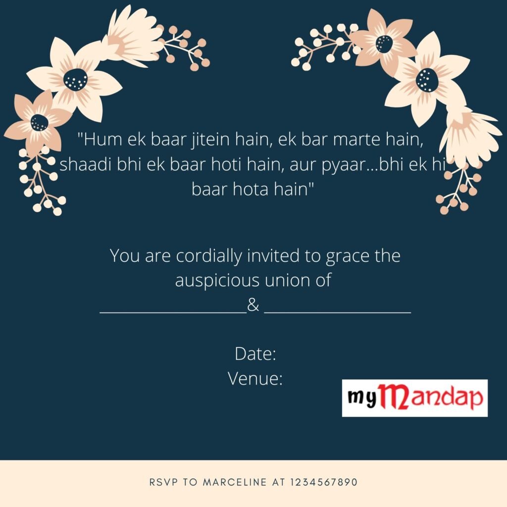 Bollywood Inspired Wedding Invitation Quotes