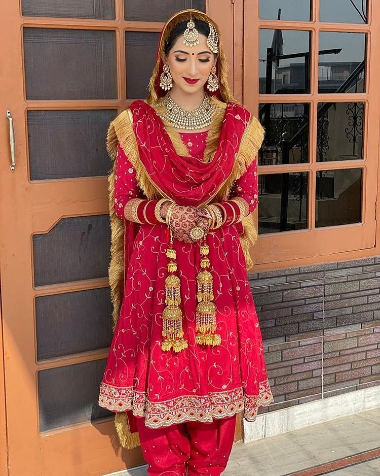 Punjabi Bridal Dhoti Salwar in Red