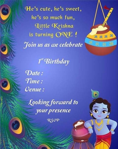 Annaprasan Invitation Card Design with Krishna