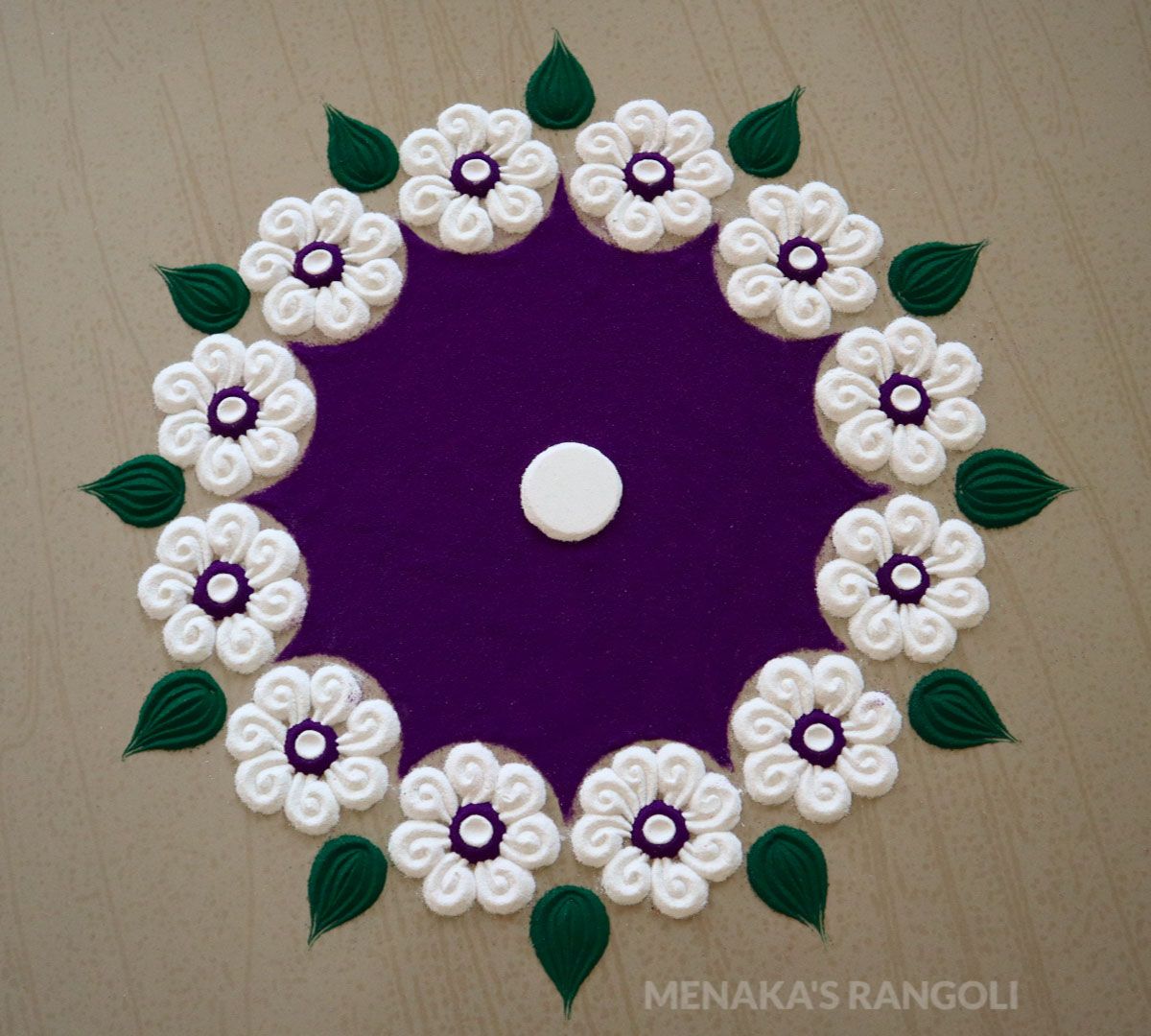 Purple and White Simple Rangoli Design