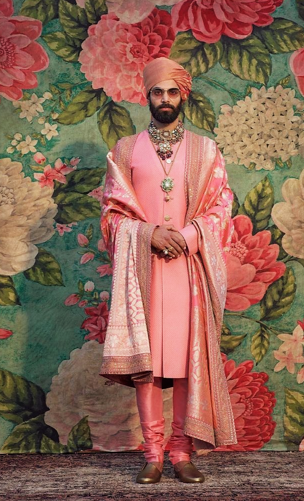 Silk Sabyasachi Sherwani in Pastel