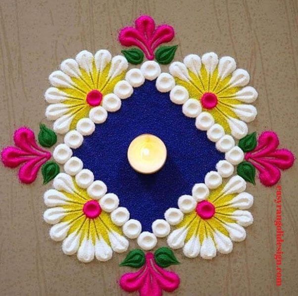 Blue and White Simple Rangoli Design