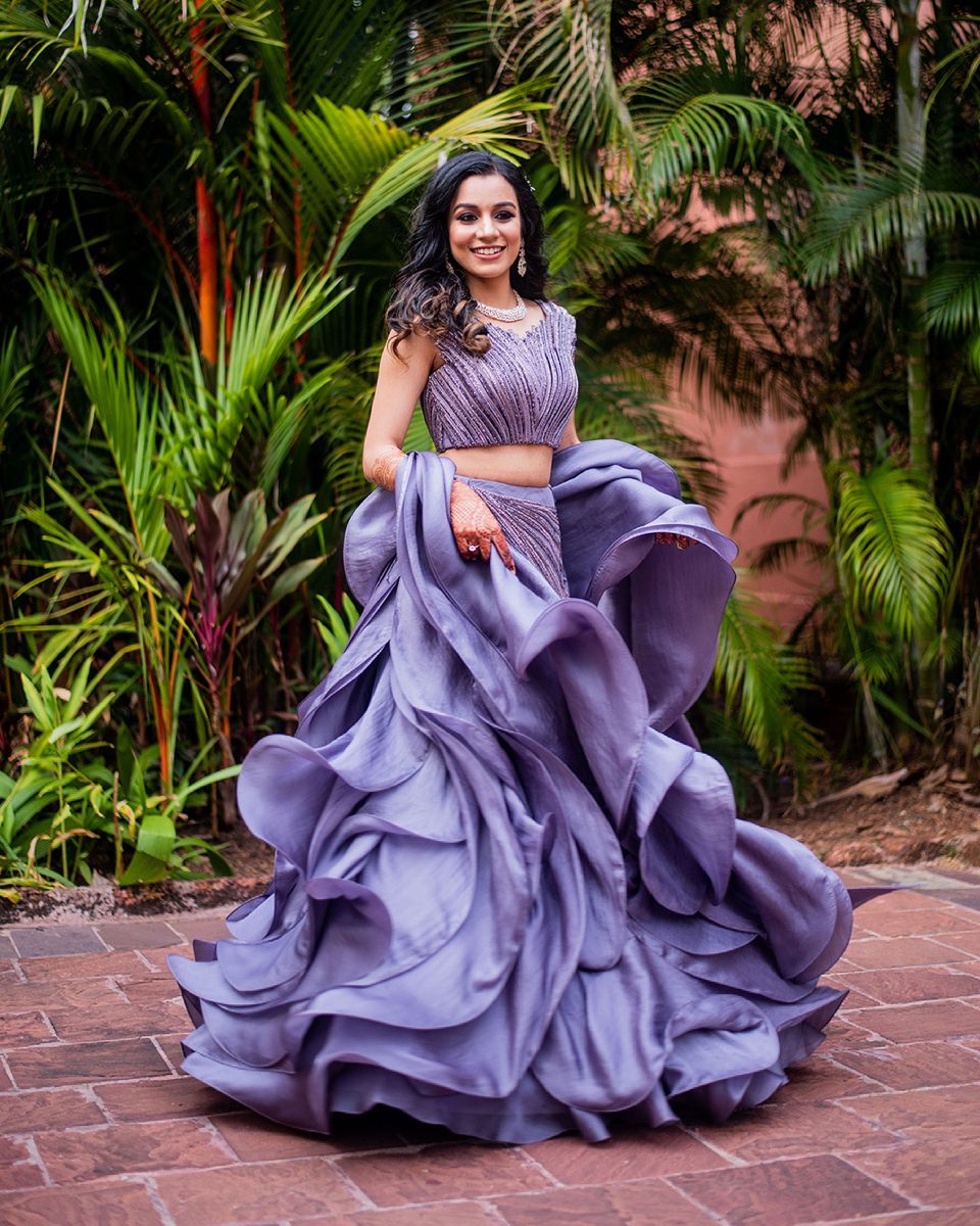 Bright Lilac Sangeet Dress for Bride