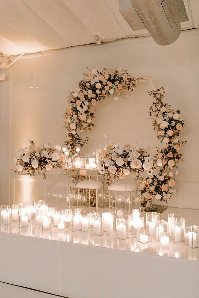 White and Surreal Modern Wedding Stage Decoration