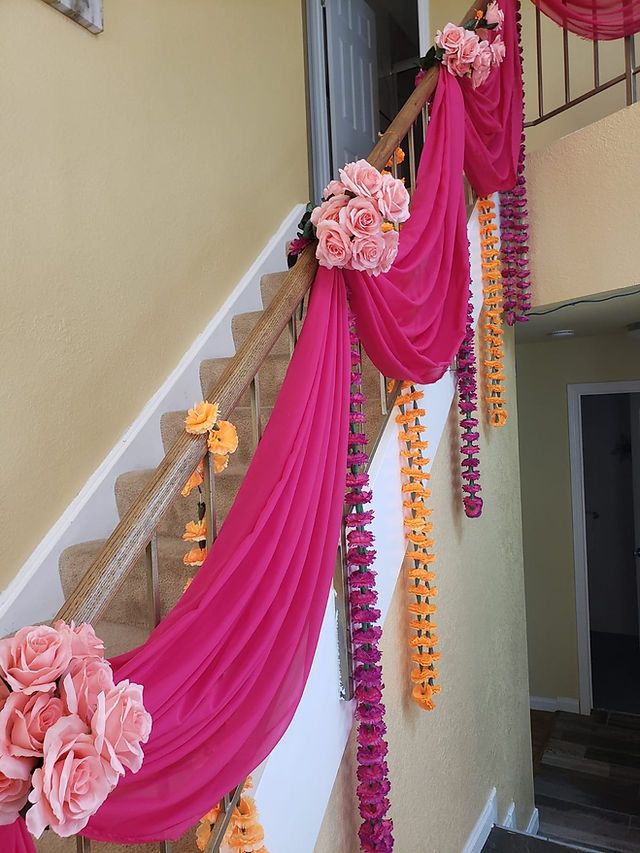 Pink Sheets for Stairs and Wedding Home Decorations