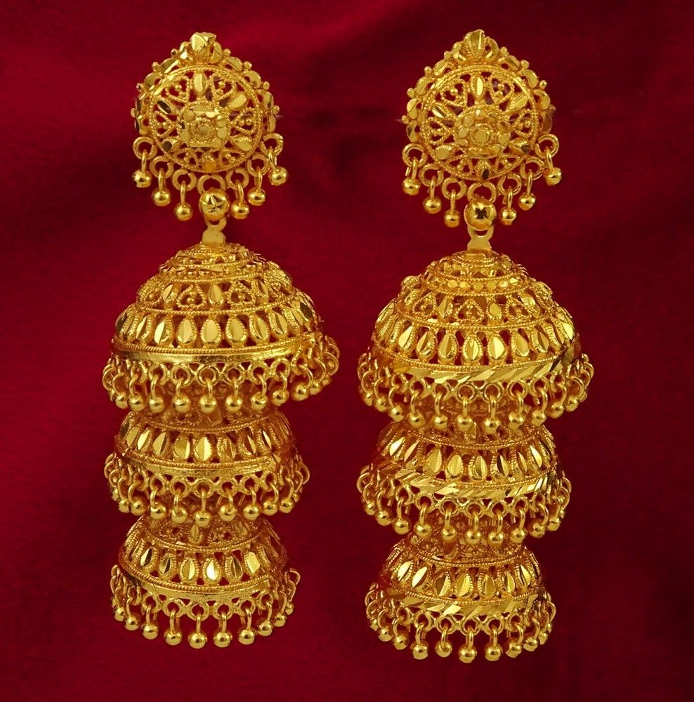 Traditional Bridal Heavy Gold Jhumka Design