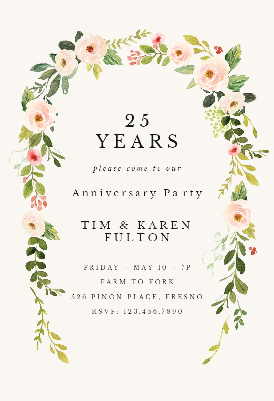 Wedding Anniversary Invitation Card Design