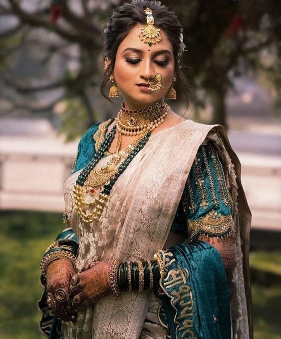 Wedding Nauvari Saree in Silk Fabric