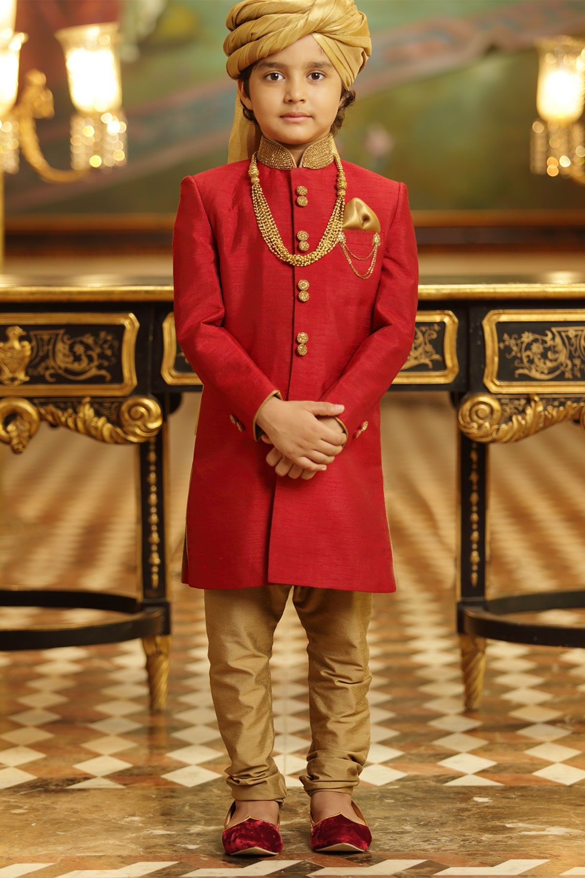 Royal Red Sherwani for Boys
