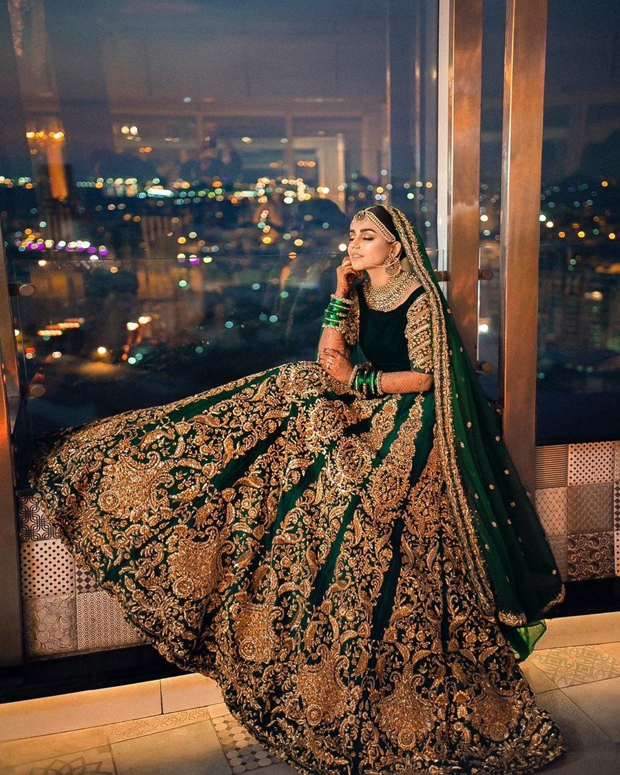 The Banarasi Silk Green Bridal Lehenga