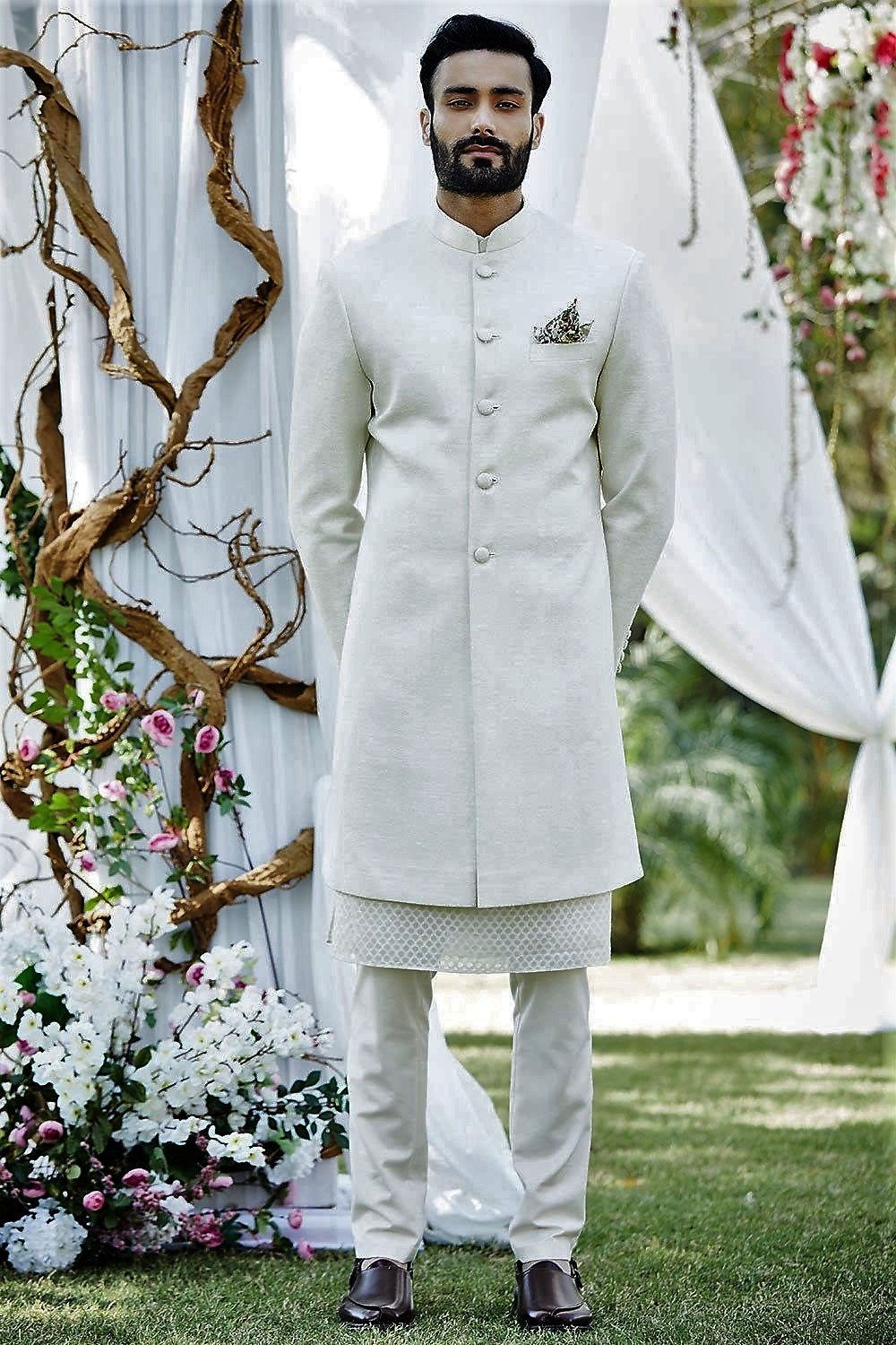 Classic Jodhpuri Suit in White Sherwani
