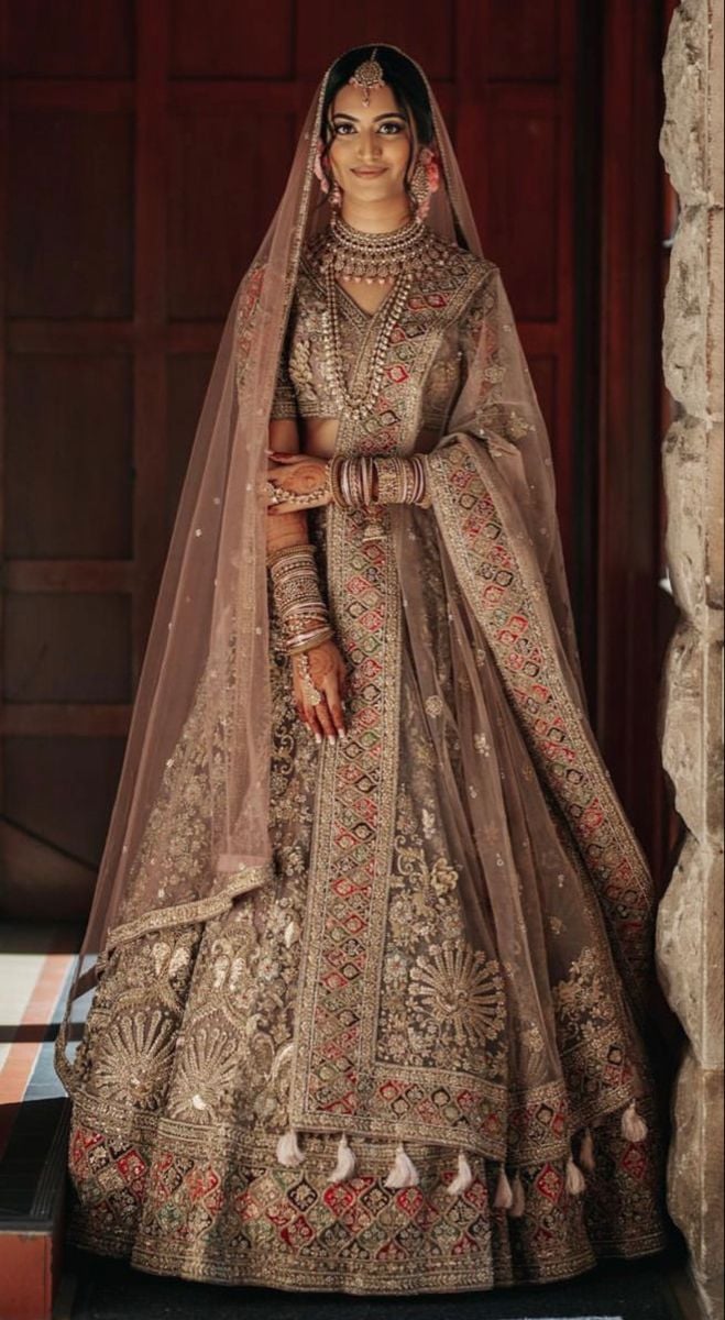 Double Dupatta Bridal Lehenga on the Side
