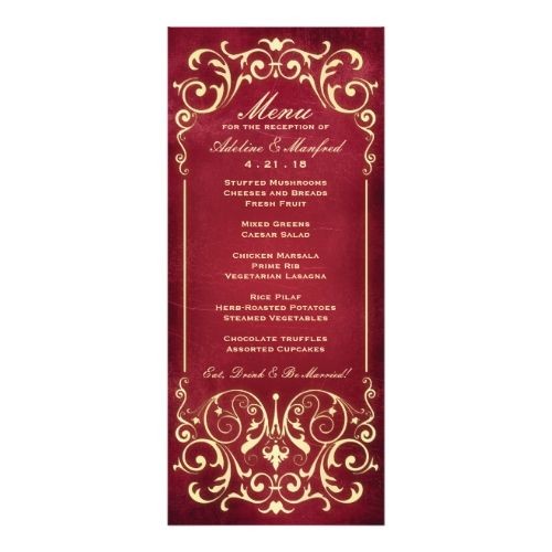 Bengali wedding menu card Red and gold