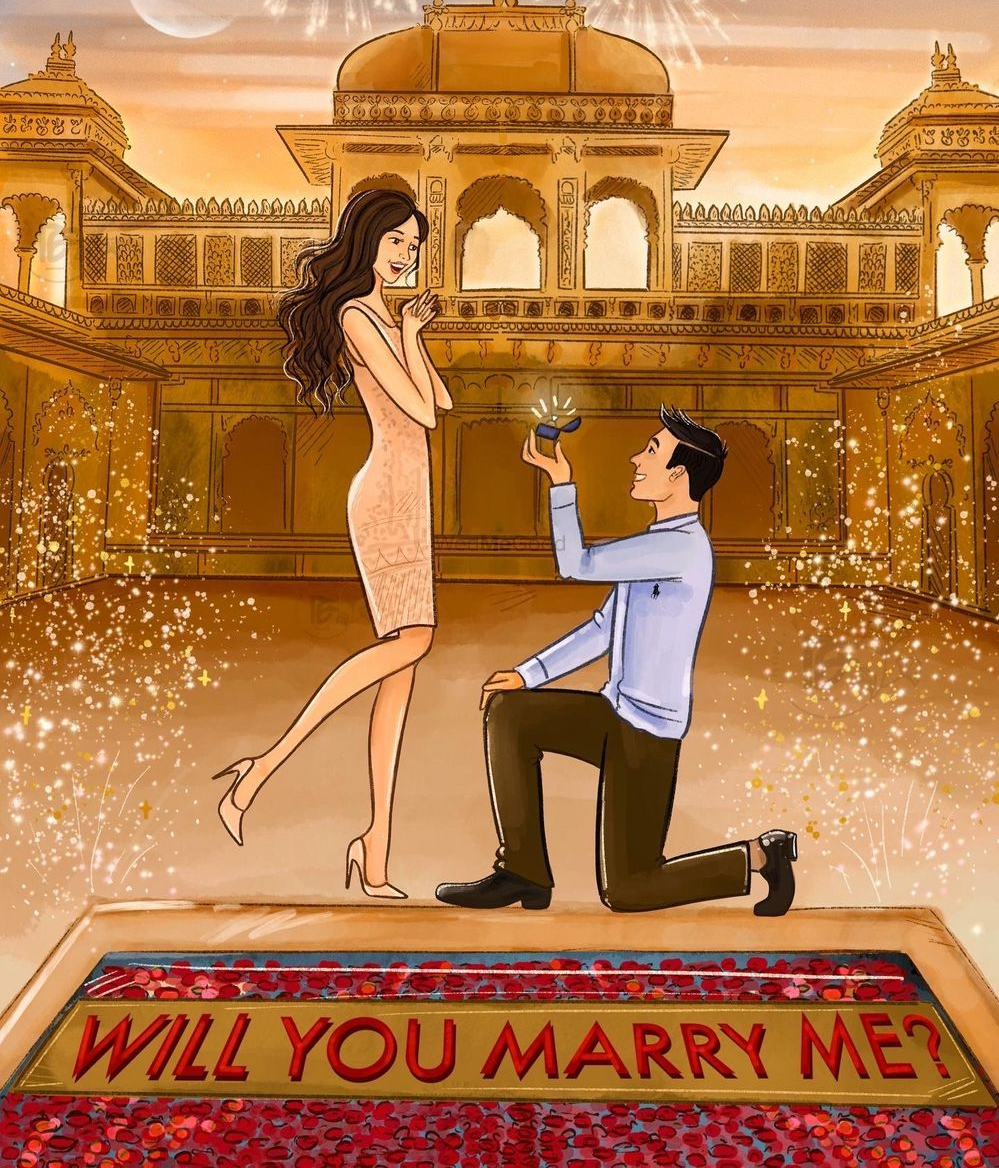 Photo Doodle Engagement Invitation