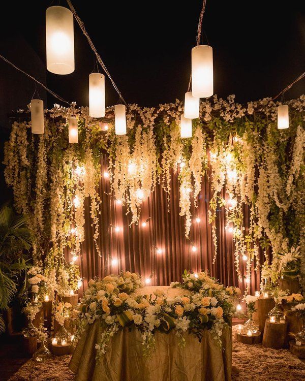 White Chandelier in Ring Ceremony Decoration