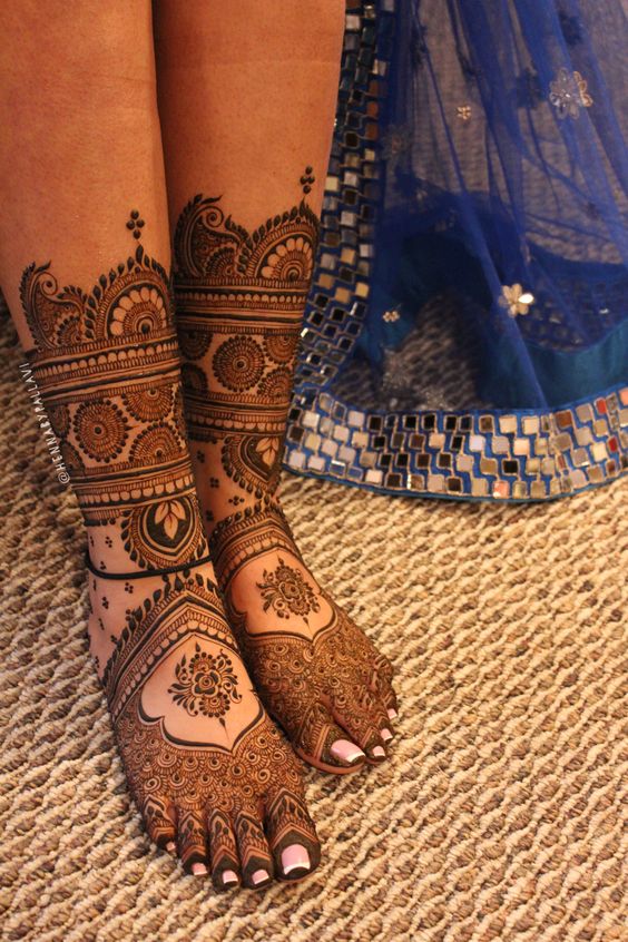 Lotus Motif Mehndi for Bridal Feet