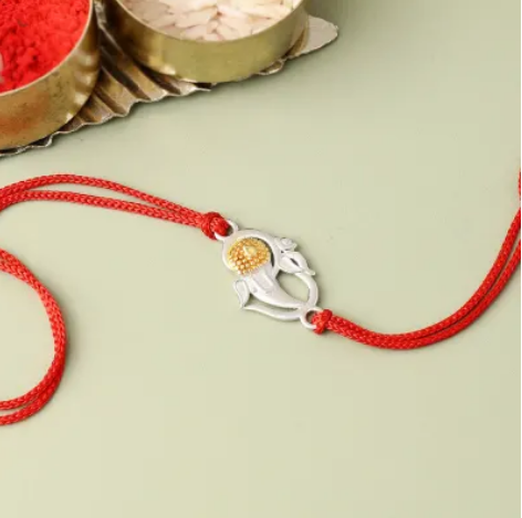 Ganesha 22K Gold Plated Sterling Silver Rakhi