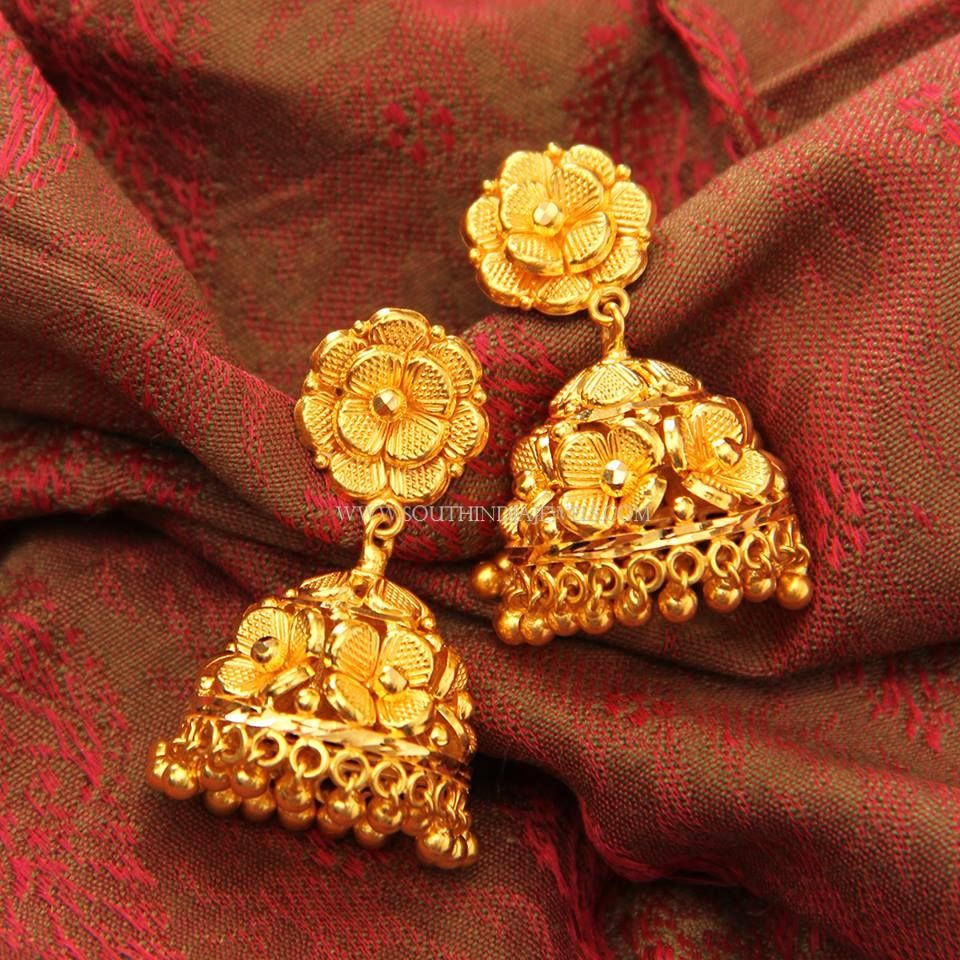 Floral Bridal Heavy Gold Jhumka Design