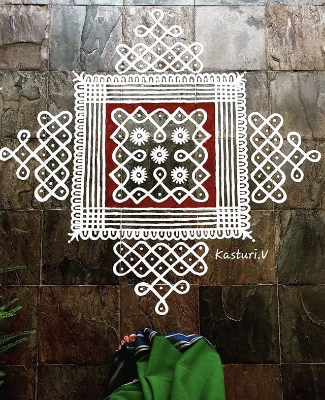Square Kollam Rangoli Designs with Dots
