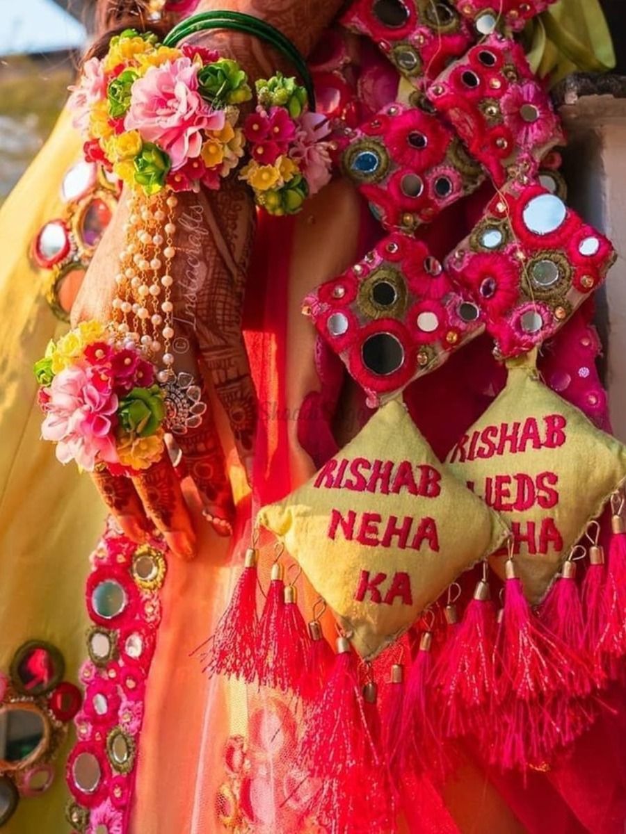 Haldi Bridal Lehenga Latkan with Name