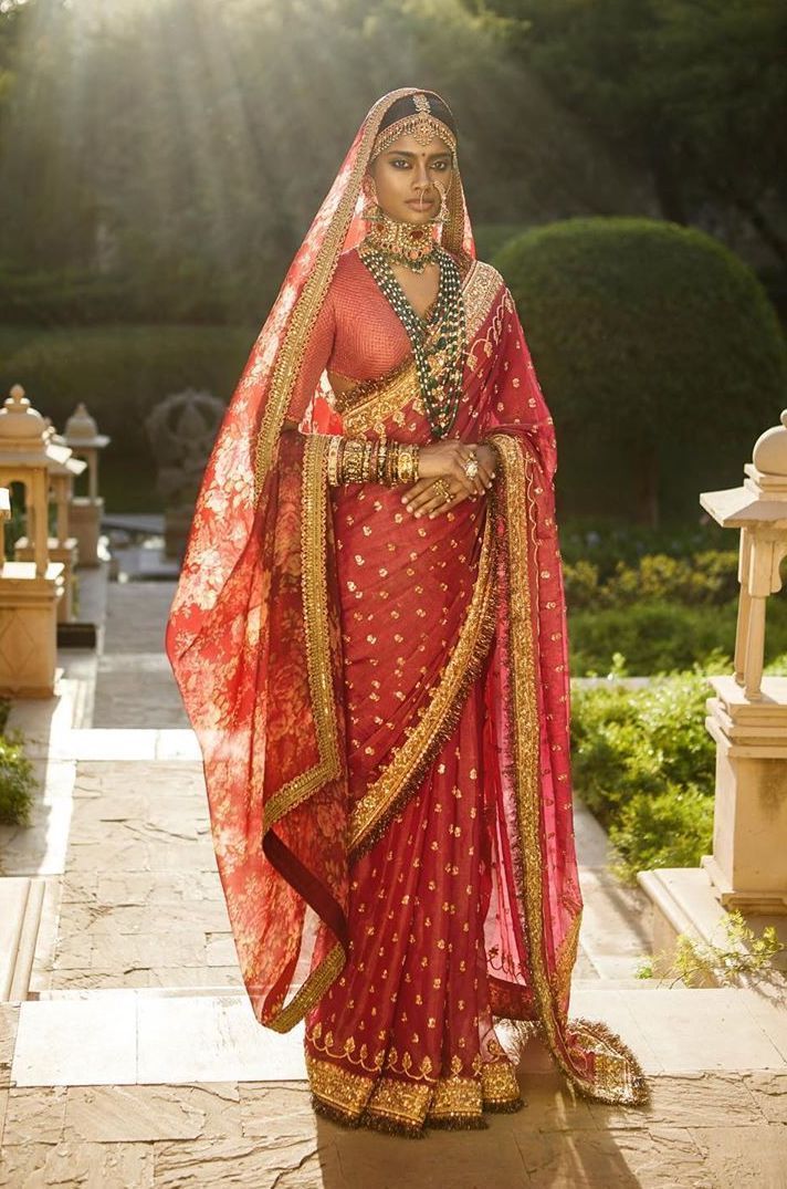 Zardozi Georgette Saree Bengali Wedding Dress