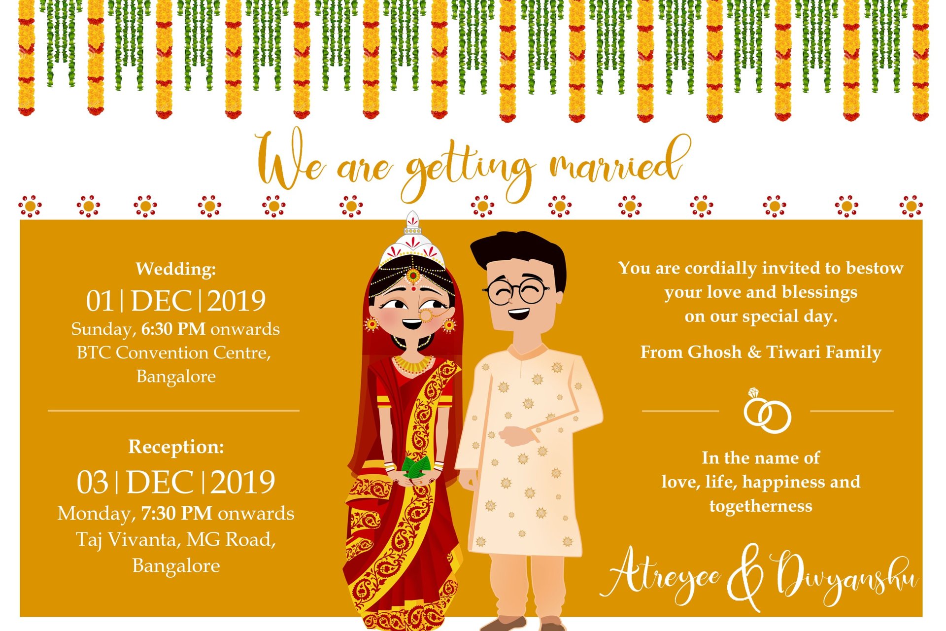 10 Pretty and Creative Bengali Wedding Card Writings: