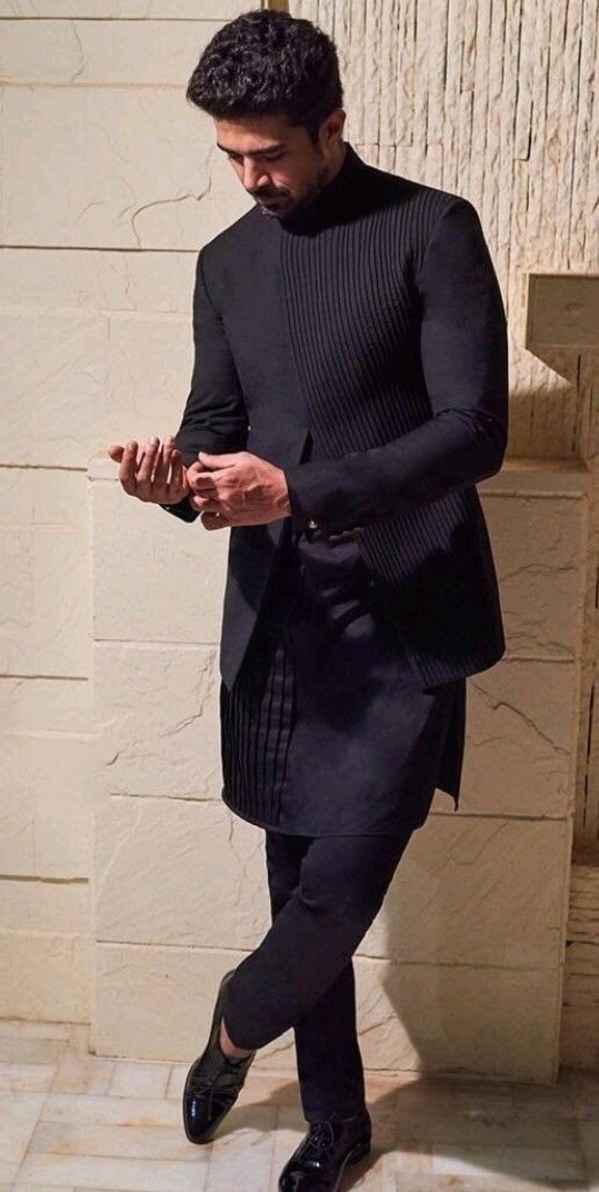 Dapper Black Sherwani for Men