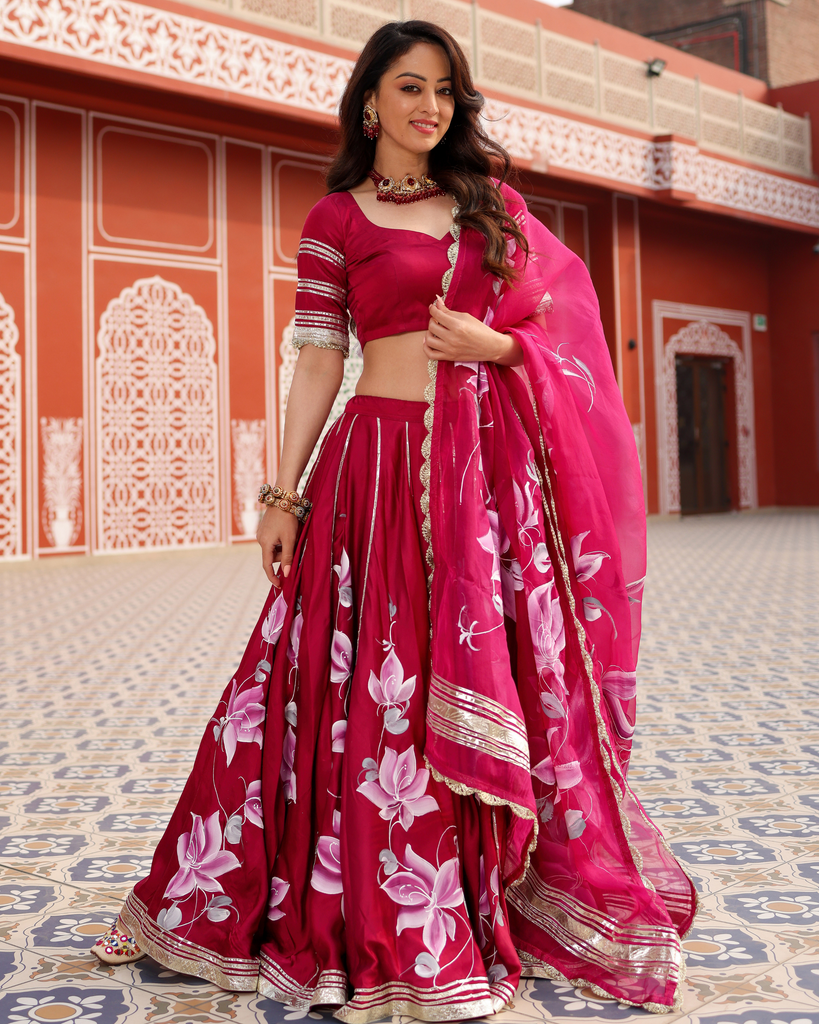 Floral Magenta Bridal Lehenga