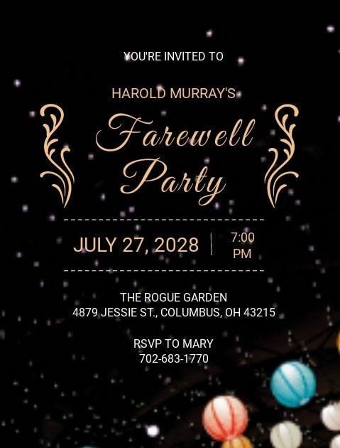 Farewell Party Invitation Card Design