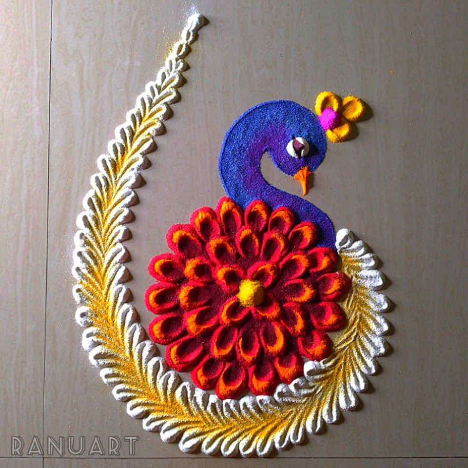 Intricate Peacock Rangoli Designs