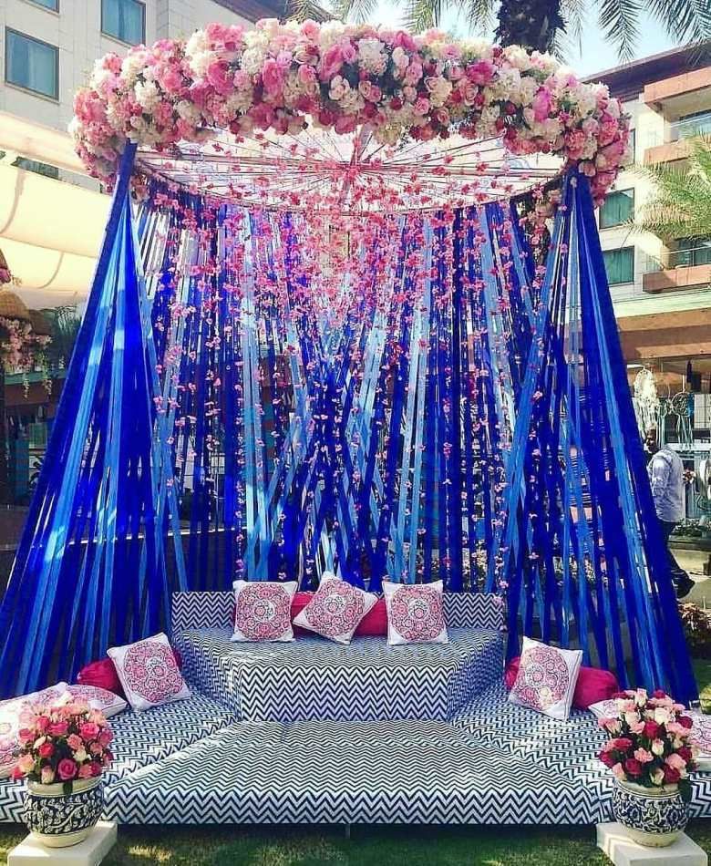 Dreamy Blue Mehendi Decoration'