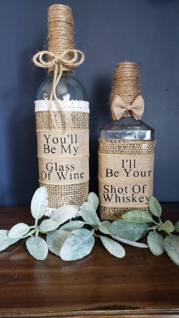 Counter Wine Bottles 1st Wedding Anniversary Decoration Ideas at Home