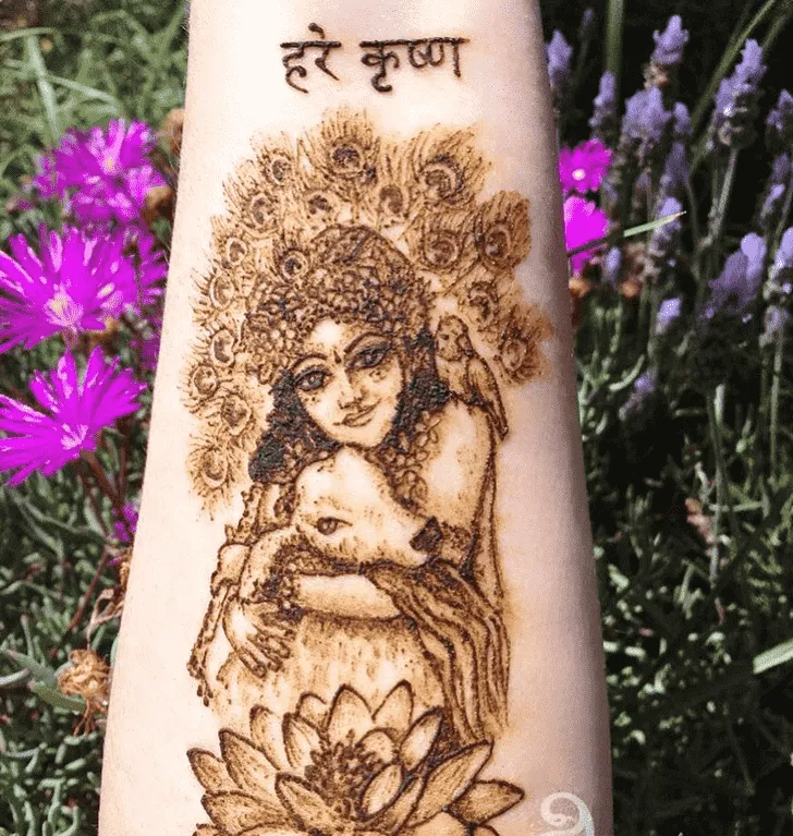 Hare Shree Krishna Mehendi Design