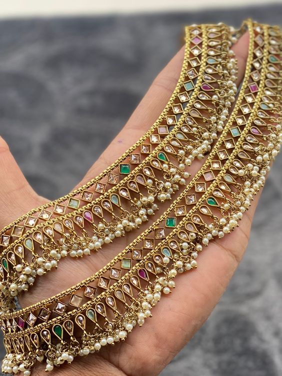 Gem Stone Bridal Payal Designs