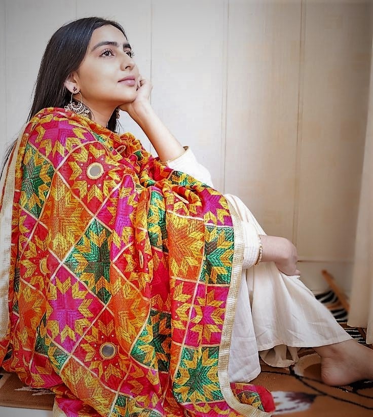 Mirrorwork Phulkari Dupatta