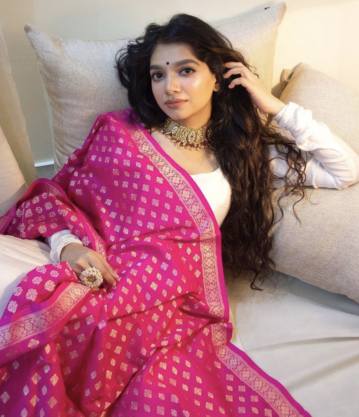 The Pink Banarasi Dupatta