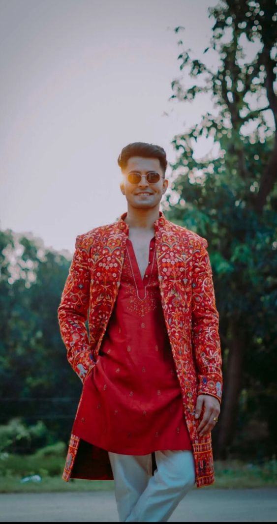 Wedding Pajama Set with Embroidered Jacket