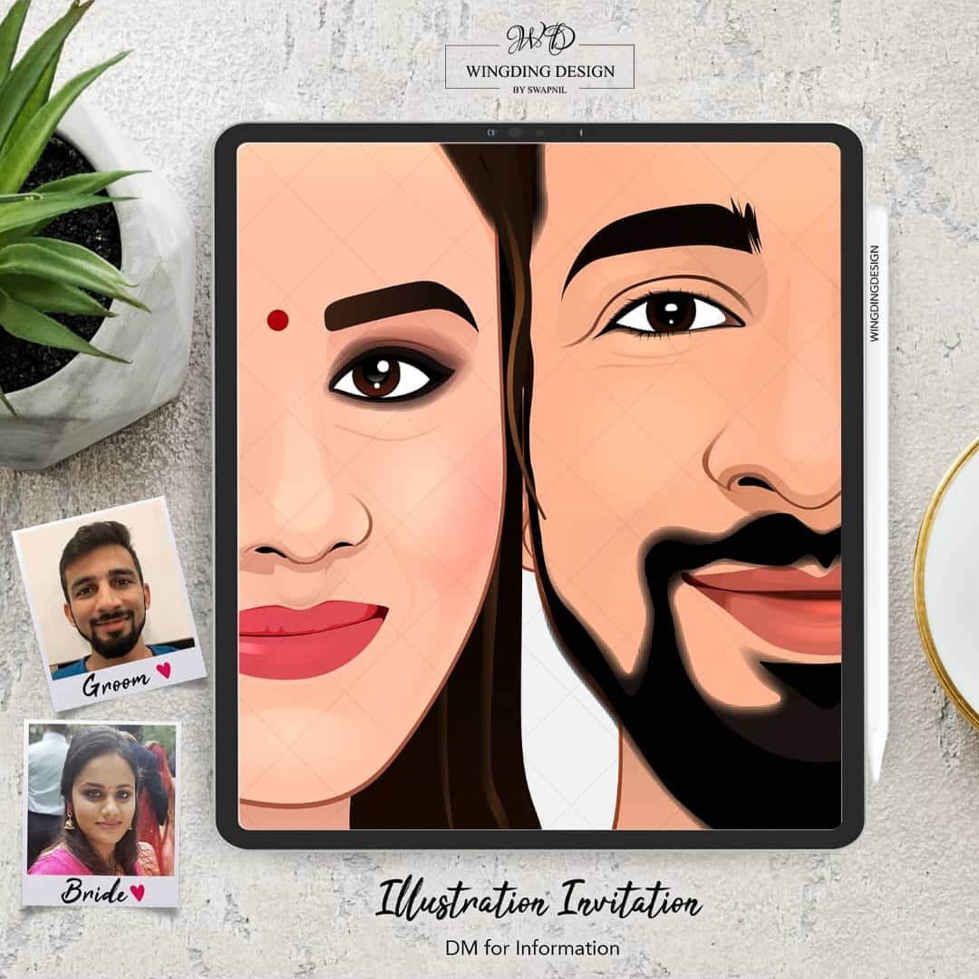 Illustrated wedding invitations