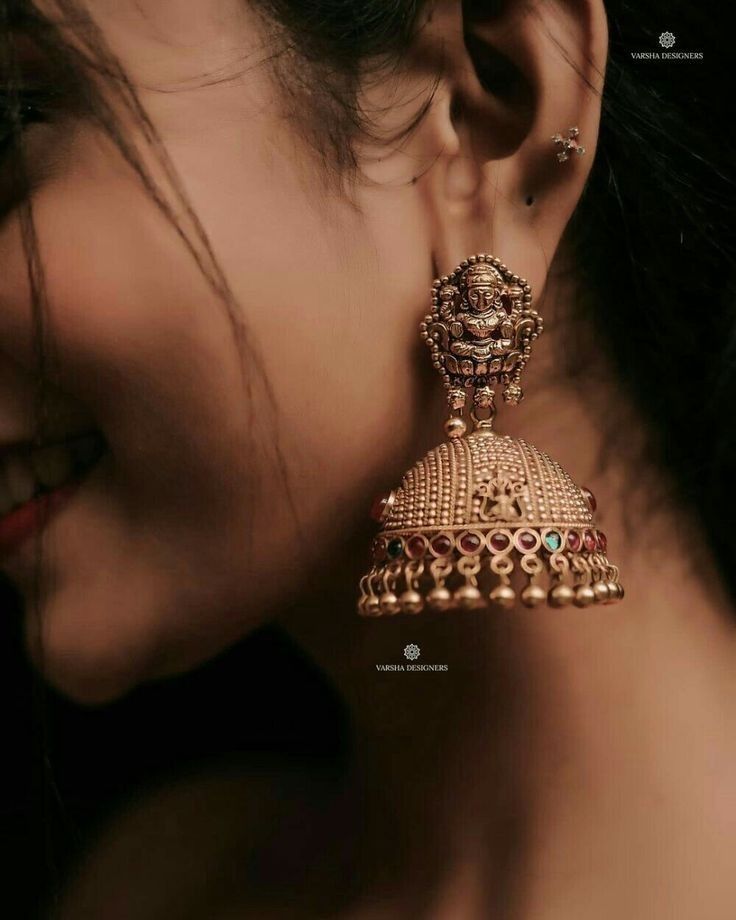 Temple Bridal Gold Earrings Designs