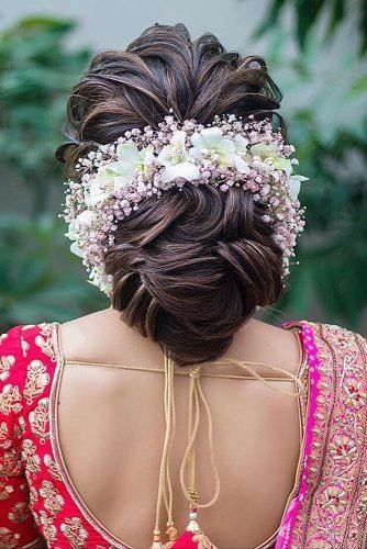Creative Orchid Bun Bridal Hairstyles for Wedding