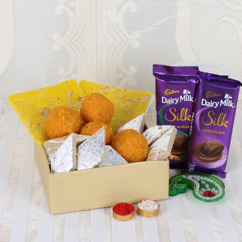 Sweets and Chocolate Bhai Phota Gifts for Brothers from Sisters