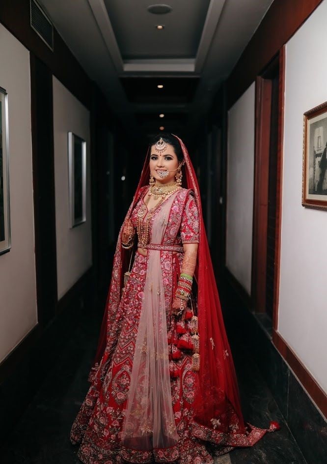 Long Trail Double Dupatta Bridal Lehenga