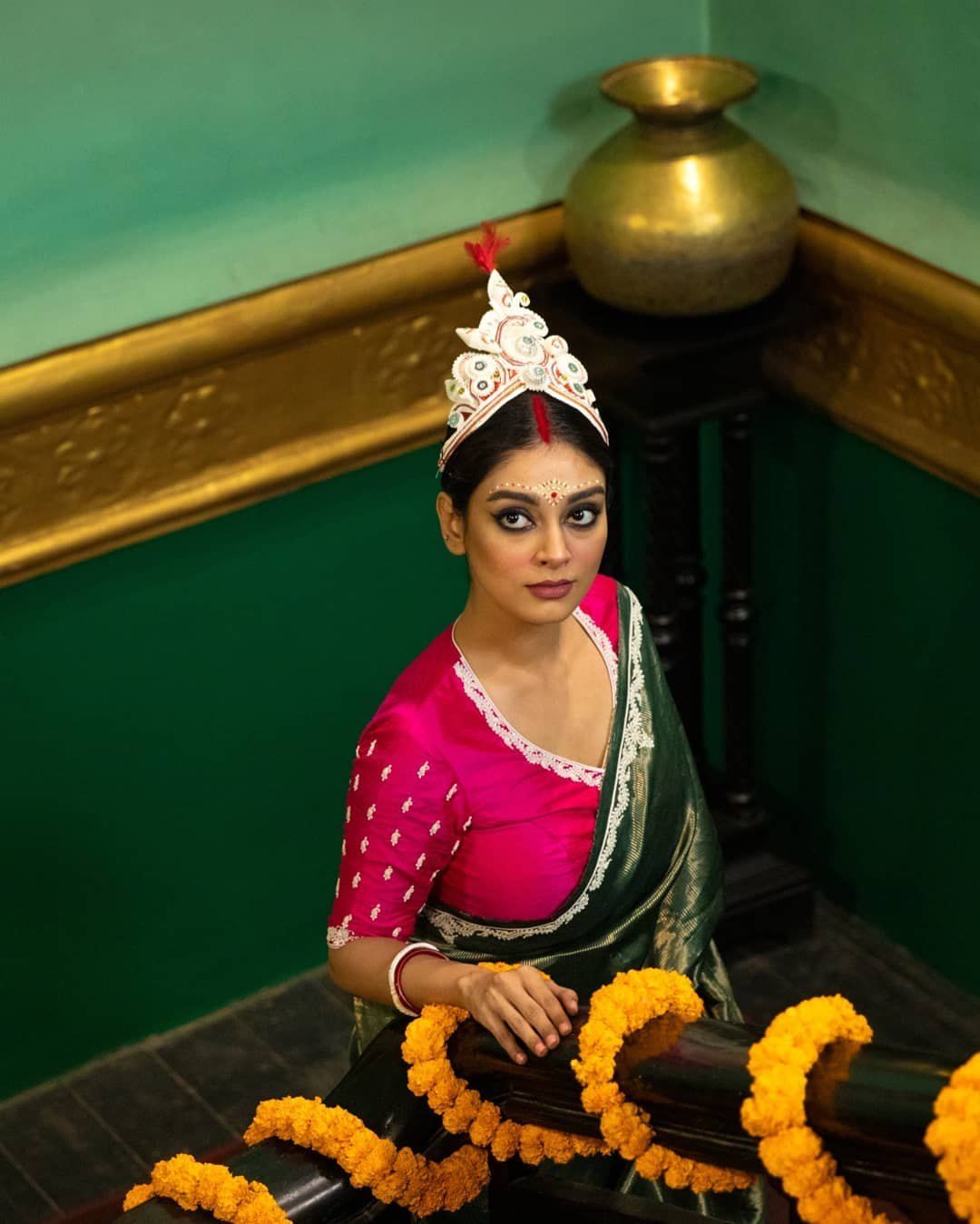 Green Bridal Modern Bengali Wedding Saree